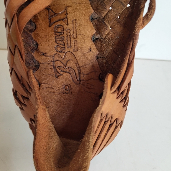 Women's Tan Leather Woven Sandals - Picture 5 of 6